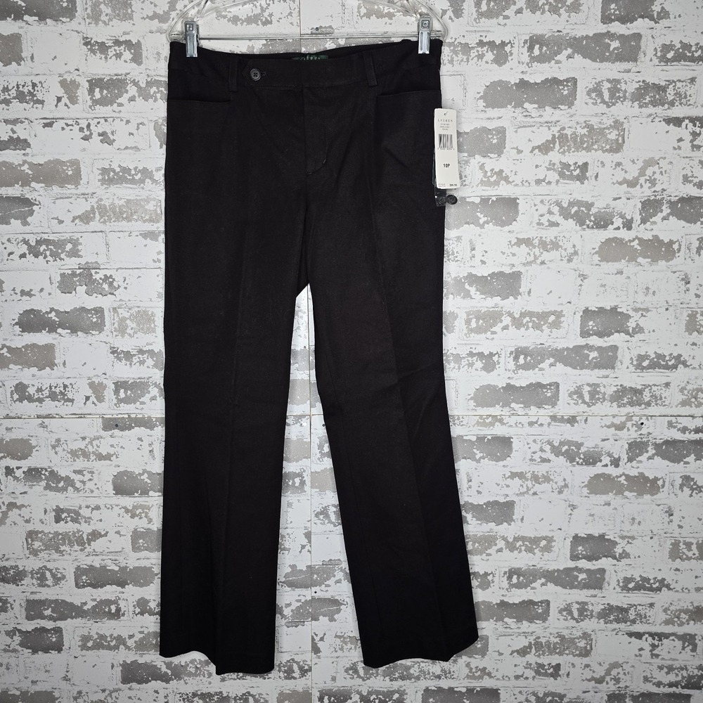 NEW‎ Lauren Ralph Lauren Pants Womens 10P Brown Cotton Stretch Adelle Straight